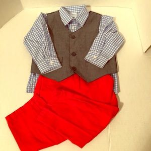 2T dressy outfit button up & vest bright NEW WOT